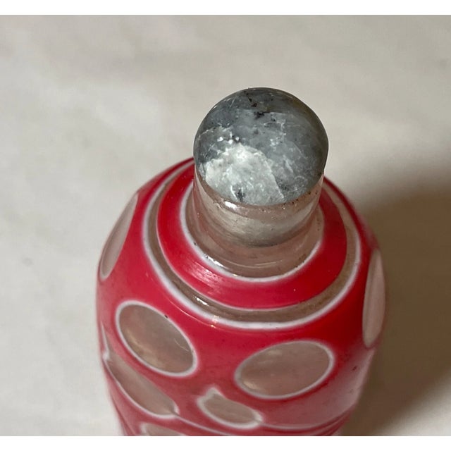 Antique Chinese Carved Cut to Clear Glass Stone Snuff Bottle Sculpture Peking For Sale - Image 13 of 15