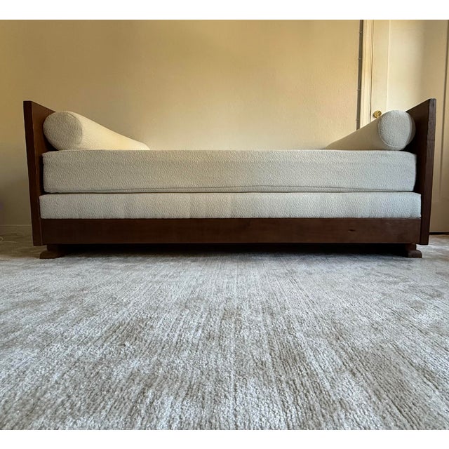 A Hand-Crafted Wood and Bouclé Daybed, 21st Century For Sale - Image 12 of 12