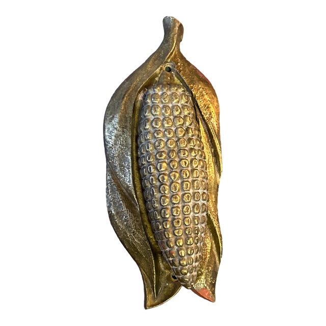 1970’s Folk Brass Corn on the Cob Door Knocker For Sale