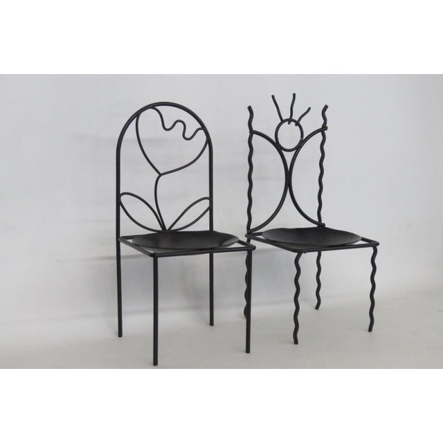 Black Metal Candle Holders Pair of 2 Decorative Chair Wire Design Black Finish 5037b For Sale - Image 8 of 14