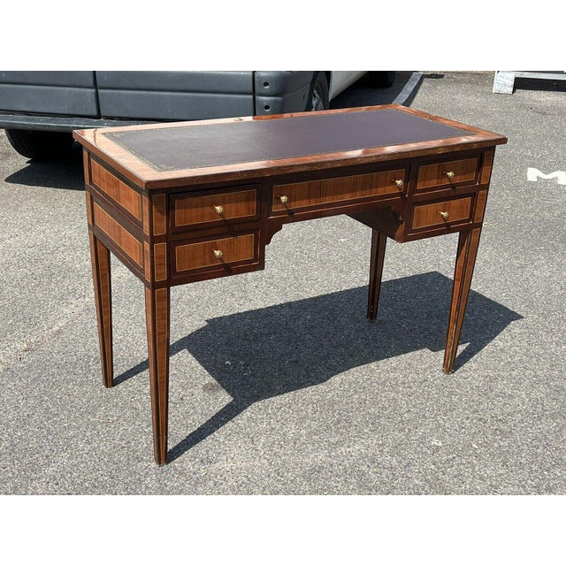 Kingswood Veneer Desk with Red Top For Sale - Image 3 of 14