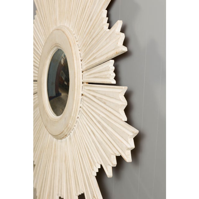 Modern Painted Wood Modern Custom Sunburst with Convex Mirror with Varying Rays For Sale - Image 3 of 12