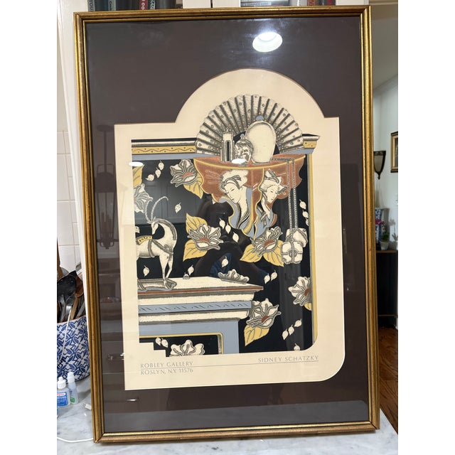 Large Scale Sidney Schatzky Art Deco Revival Chinoiserie Print With Custom Pagoda Mat – Framed 26” × 38” Palm Beach Chic - See Inspiration Pics! For Sale - Image 10 of 11