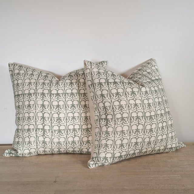 Not Yet Made - Made To Order Penny Morrison Ashok Green Floral Pillows For Sale - Image 5 of 6