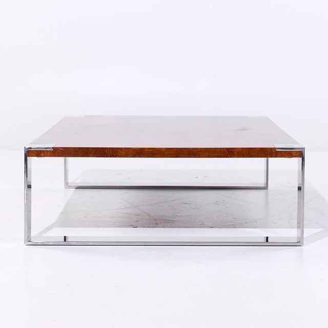 Mid 20th Century Ralph Lauren Mid Century Burlwood and Stainless Steel Cocktail Coffee Table For Sale - Image 5 of 8