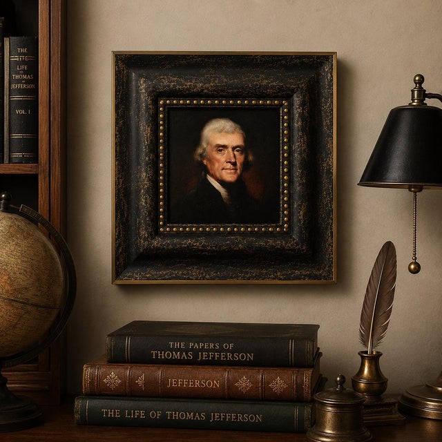 Portraiture Hand-Textured Thomas Jefferson Portrait Print After Rembrandt Peale For Sale - Image 3 of 11