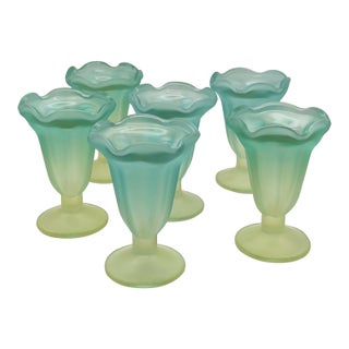 1980s Libbey Ka-Dink Frosted Parfait Glasses, Set of 6 For Sale