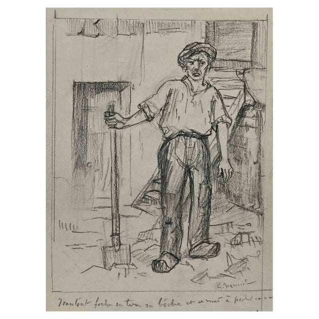 Pierre Georges Jeanniot, Worker, Original Drawing, Early 20th-Century For Sale