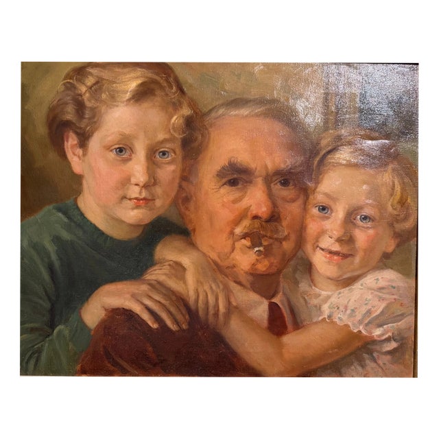 Heinrich Pforr, Family Happiness – Pforr with Grandchildren, Oil Painting on Canvas For Sale