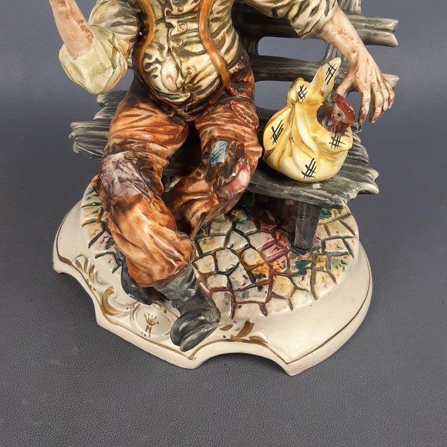 Vintage Ceramic Sculpture of Seated Merchant from Capodimonte, 1960s For Sale - Image 8 of 15