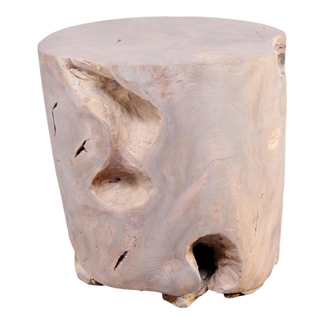 Bleached White Teak Root Accent or Side Table or Stool 37 For Sale