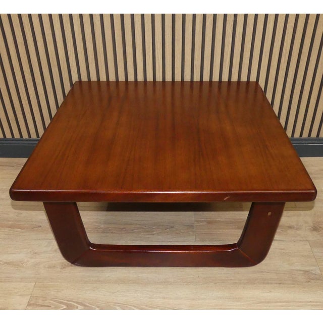 Sturdy Teak Wood Coffee Table Square with Wide Runners, 1960s For Sale - Image 5 of 11