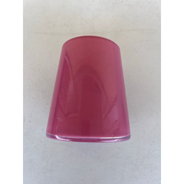 Pink Cylinder Vase - 5" tall Solid Clear Glass Painted Pink Flower Holder Measures 5.5” tall 4.75” on the bottom and 3.75”...