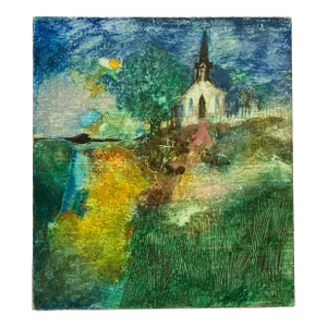 "Church on a Hill" Acrylic Painting on Board