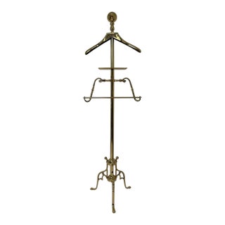 Vintage Mid Century Gentlemens Valet Brass Gentlemens Butler Coat Floor Stand For Sale