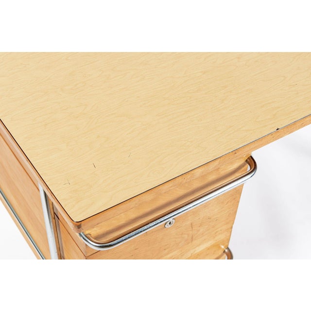 Kem Weber Trimline Desk for Heywood Wakefield, Mid Century Modern Birch and Chrome Office Desk, 1950s For Sale - Image 13 of 16