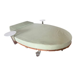 Custom Palms Hotel Las Vegas Daybed – Sculptural Oval Form With Integrated Side Tables & Caster Base For Sale