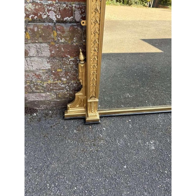 Large Antique English Overmantle Mirror For Sale - Image 3 of 7