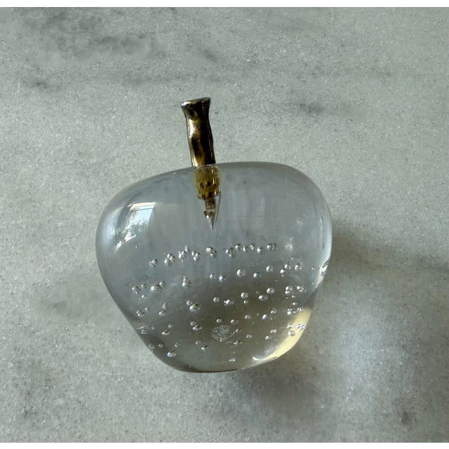 Vintage Apple Shaped Blown Glass Paper Weight For Sale In Austin - Image 6 of 7