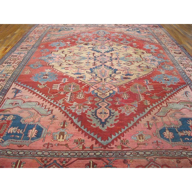 19th Century N.W. Persian Serapi Carpet ( 10" x 13'4" - 305 x 405 ) Antique Serapi Room Size Wool Rug, Country of Origin:...