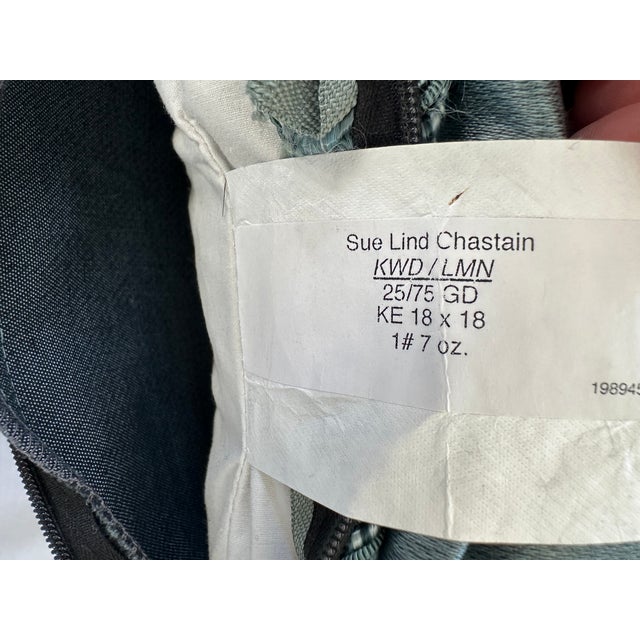 Set of 4 Custom Blue Green Silk-Cotton Pillows For Sale - Image 12 of 12