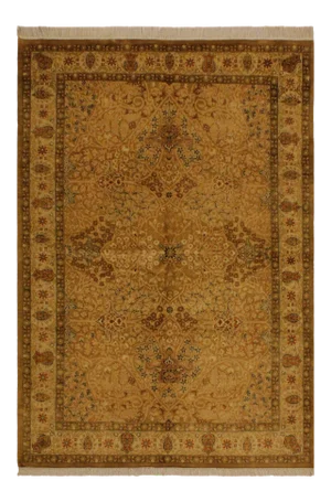 1980s Heritage Gold/Lt. Tan Wool Rug - 4'7 X 6'9