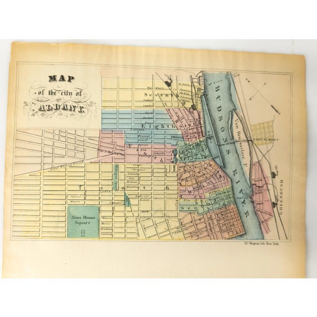 We are selling this 19th century colored lithograph map of the City of Albany in New York by Charles Magnus. This map is...