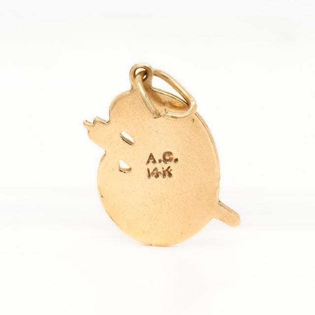 Vintage Signed American Charm Co 14k Gold Artist Palette & Brush Bracelet Charm For Sale In Philadelphia - Image 6 of 15