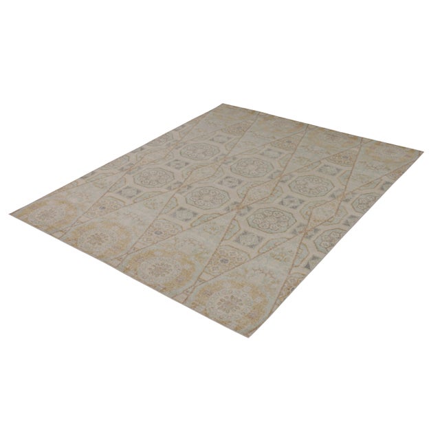 Rustic European Rug & Kilim’s Oversized Kaleidoscope Rug in Cream and Blue , 13x19 For Sale - Image 3 of 7