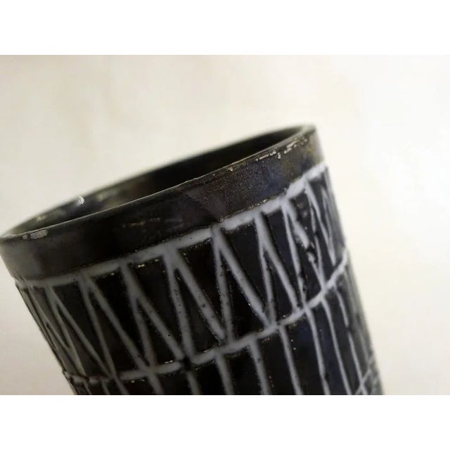 Small Mid-Century Modern Scroll Vase with Incised Geometric Decoration, 1950s For Sale - Image 10 of 14