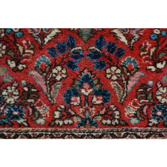 Vintage Hand-Knotted Oriental Wool Scatter Rug Mat Red Indigo Vase 2x2' For Sale - Image 6 of 12