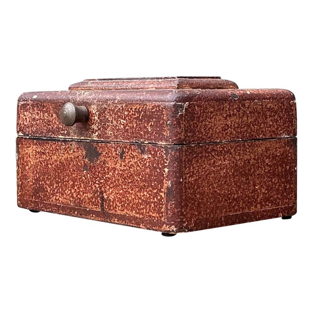 Vintage Distressed Lidded Box For Sale