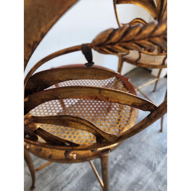Pair of 1960s Italian Gilt Metal Wheat Sheaf Chairs by S. Salvadori For Sale - Image 15 of 17