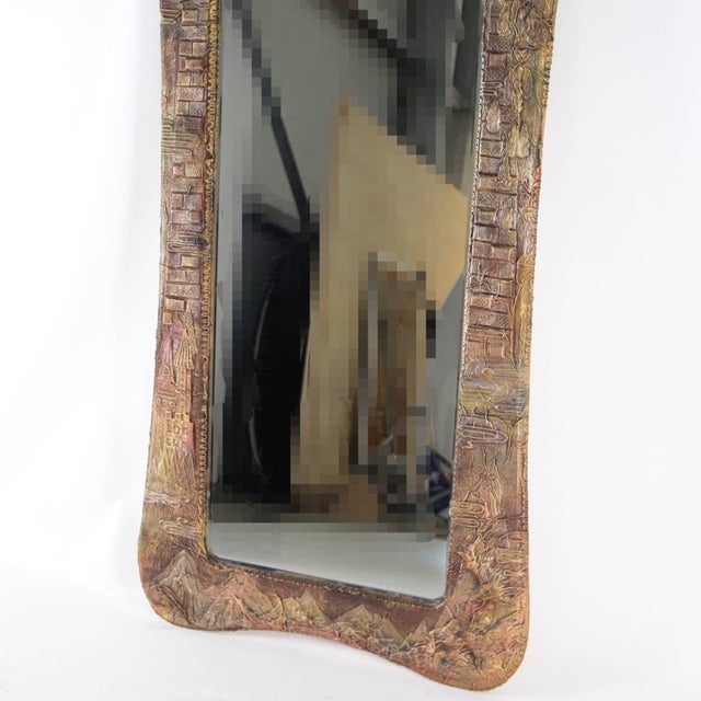 Large Leather Mirror, 1970s For Sale - Image 11 of 16