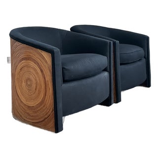 Vintage Boho Swirl Pencil Reed Lounge Chairs - A Pair For Sale