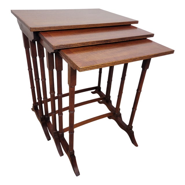Victorian Nesting Tables in Mahogany, 1880, Set of 3 For Sale