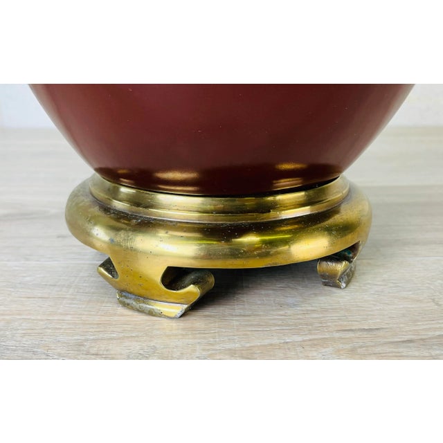 Metal Vintage 1970s Red and Gilt Metal Table Lamp by Chapman For Sale - Image 7 of 9