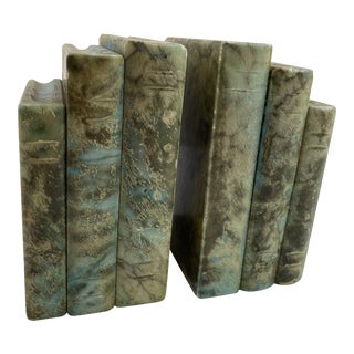 Vintage Green Marble Bookends - A Pair For Sale