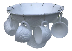 1930s Westmoreland McKee Milk Glass Punch Bowl Set- 25 Pieces