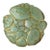 VTG Art Glass Bowl Centerpiece in Seafoam Celadon Green & Gold Beach Rocks 18”d For Sale