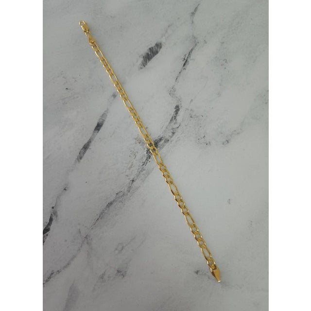 Contemporary 5mm Classic Figaro Bracelet-Anklet 14k Yellow Gold For Sale - Image 3 of 4