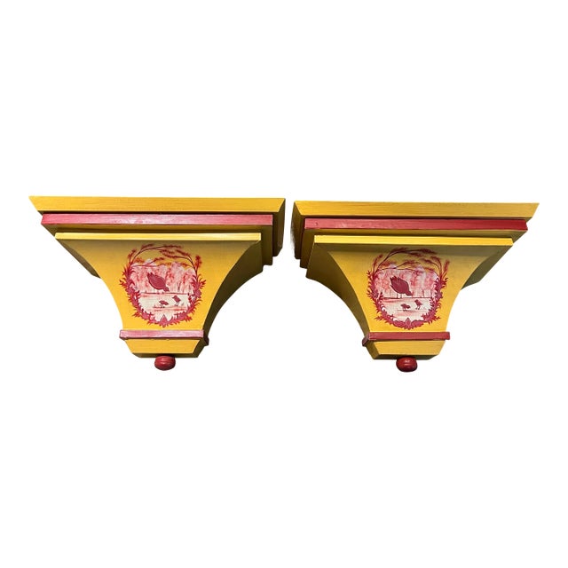 Vintage Chinoiserie Tole Wall Shelves a Pair For Sale