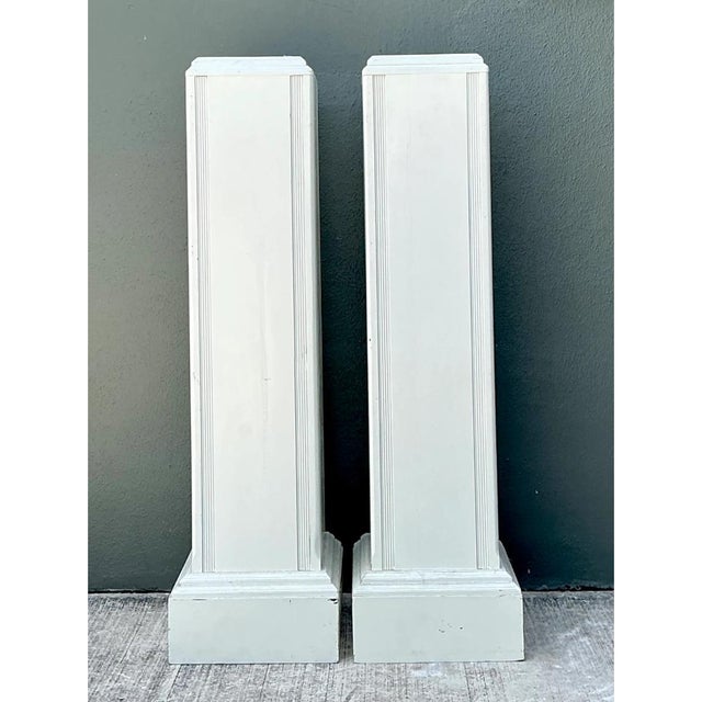 Wood Vintage Architectural Wood Pedestals - A Pair For Sale - Image 7 of 12