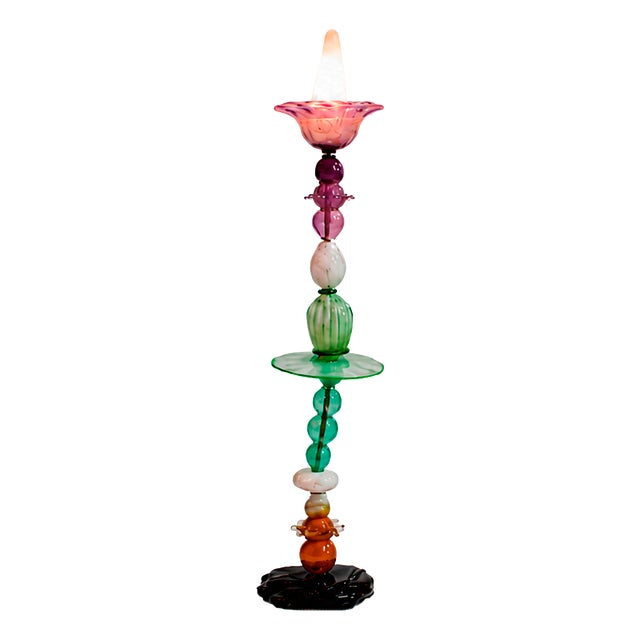 Modernist Sculptural Green, Pink and Amber Glass Floor Lamp, 2000 For Sale