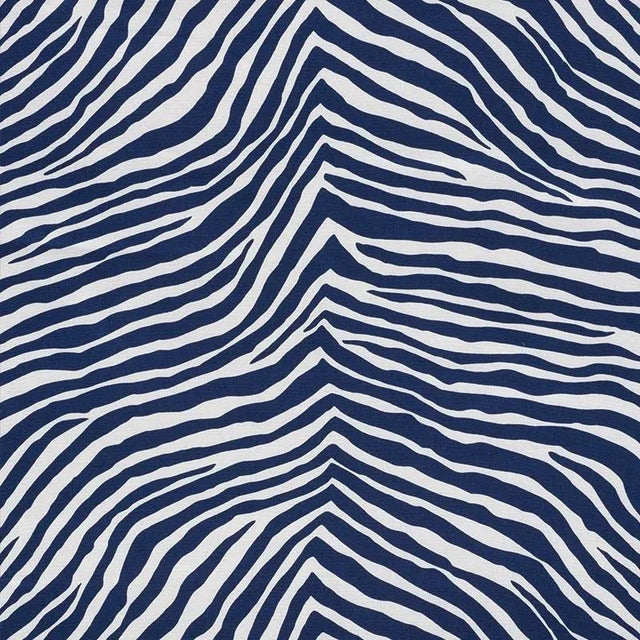 Sample - Schumacher Zebra Fabric in Blue For Sale
