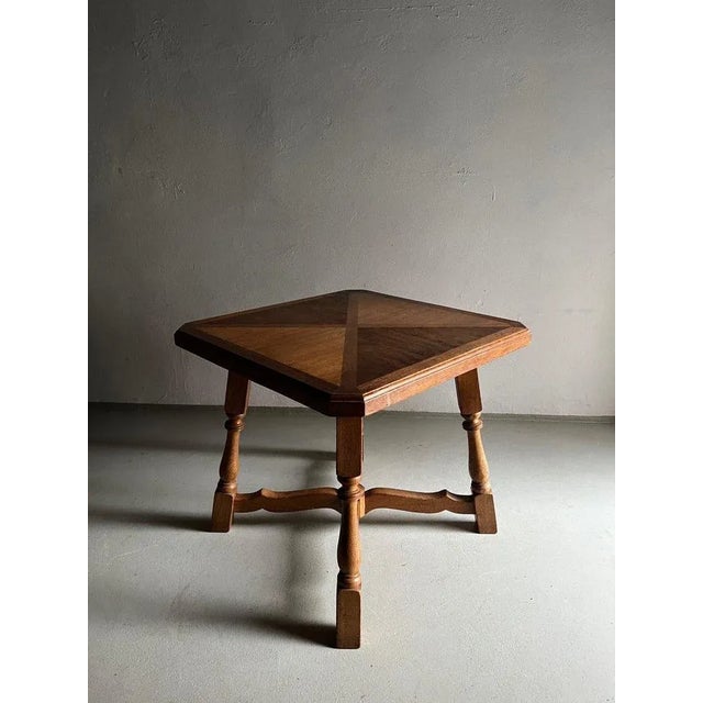 Carved Oak Square Side Table, the Netherlands, 1970s For Sale - Image 8 of 9