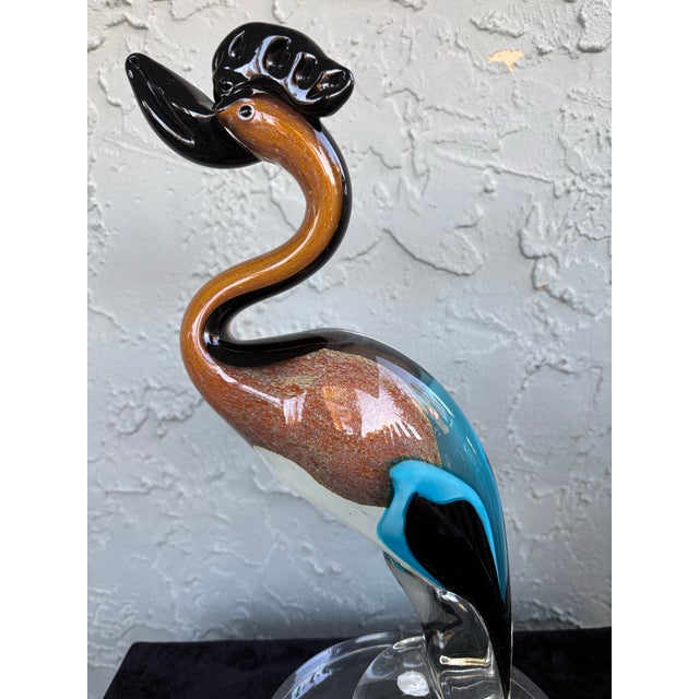 Glass Vintage Murano Sommerso & Aventurine Art Glass Bird Sculpture, Italy, C. 1970s For Sale - Image 7 of 11