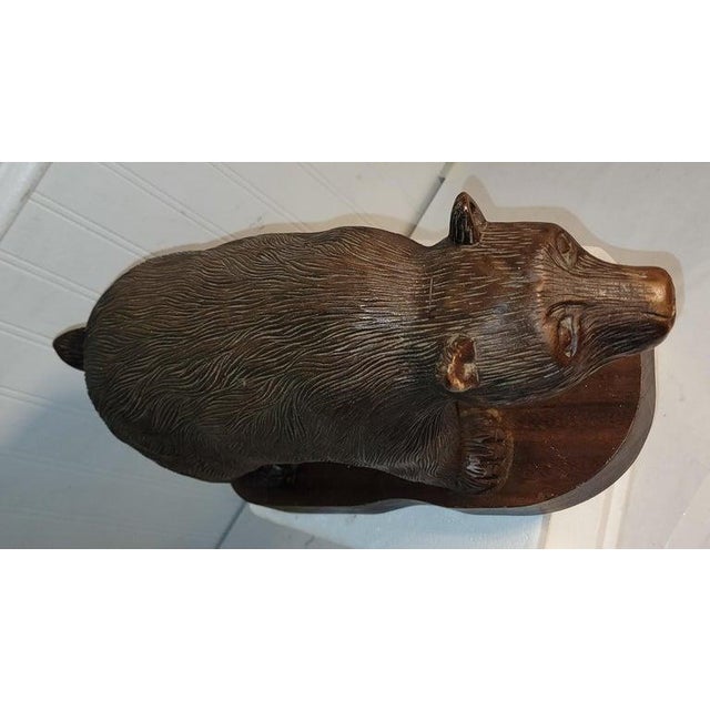 Wood 1930s Large Hand Carved Bear Carving For Sale - Image 7 of 7