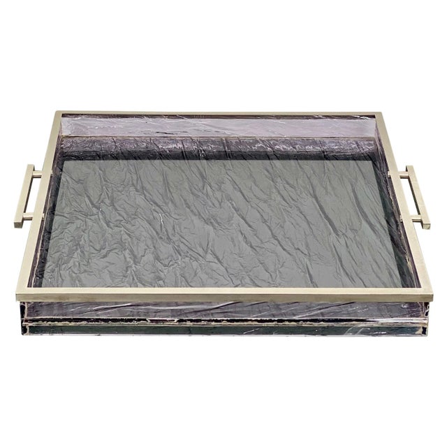 Purple Italian Ice Effect Tray Centrepiece in Acrylic Glass and Metal, 1970s For Sale - Image 8 of 8