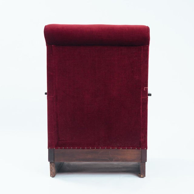 Vintage Dutch Art Deco Chairs in Red Velvet, 1920s, Set of 2 For Sale - Image 9 of 18